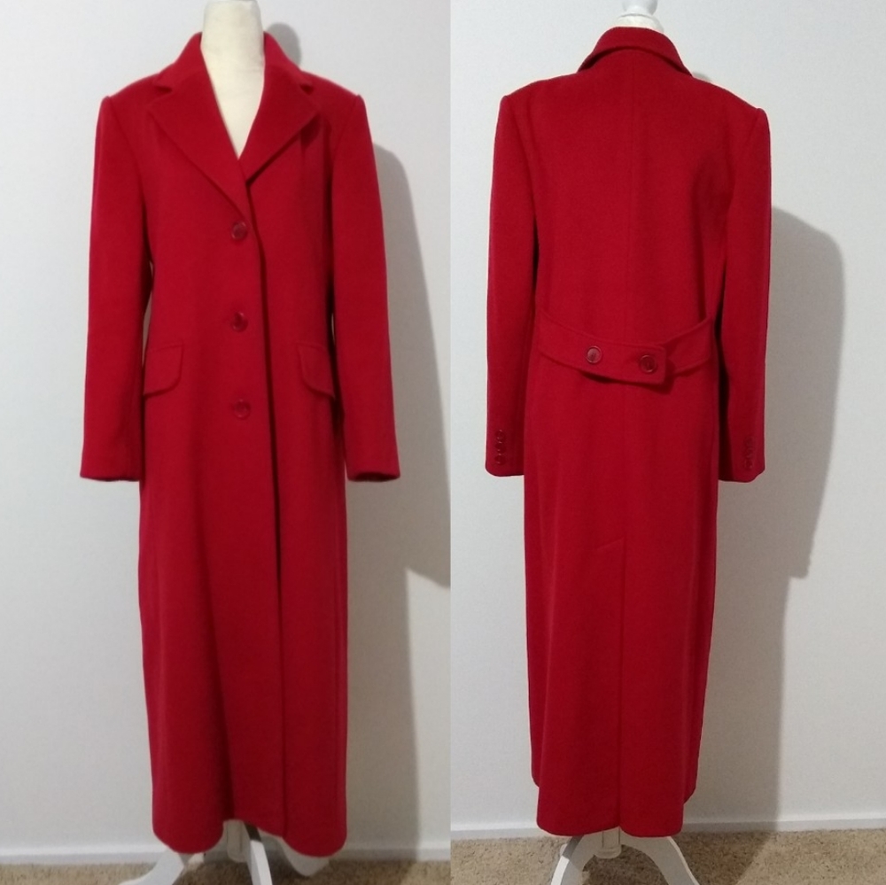J.G.Hook Vintage Red Long Peacoat 100% Wool
